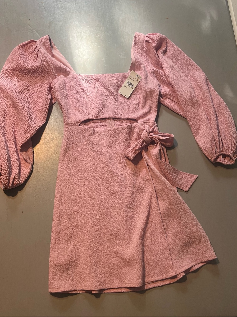 New! ASTR the Label Pink Cutout Long Sleeve Mini Dress Size S